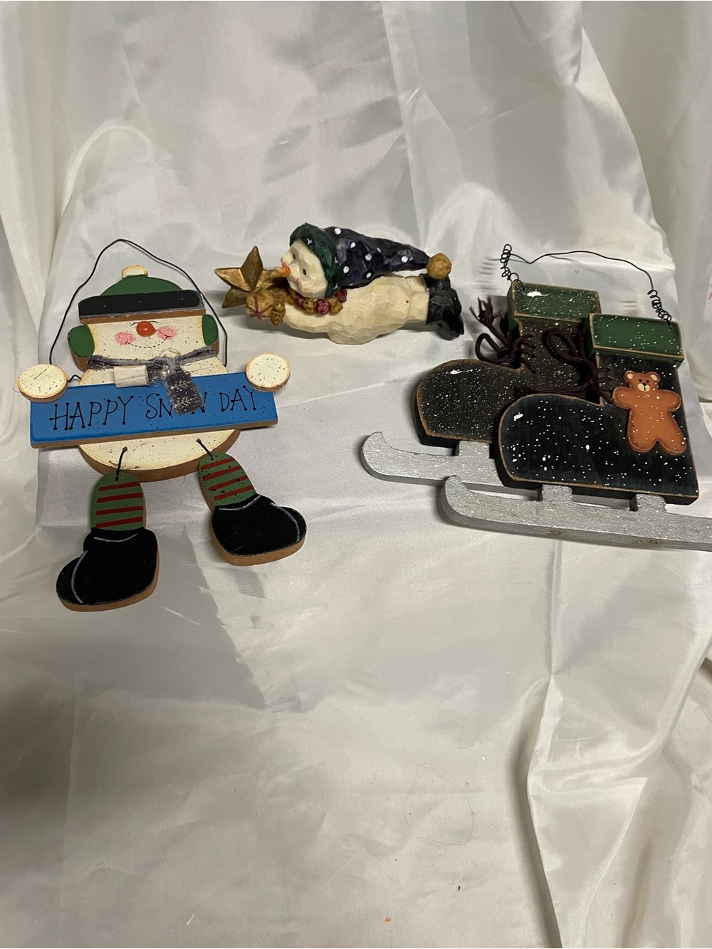 Holiday Snowman and Skates  Home Accent Set - Blue, Green, Black